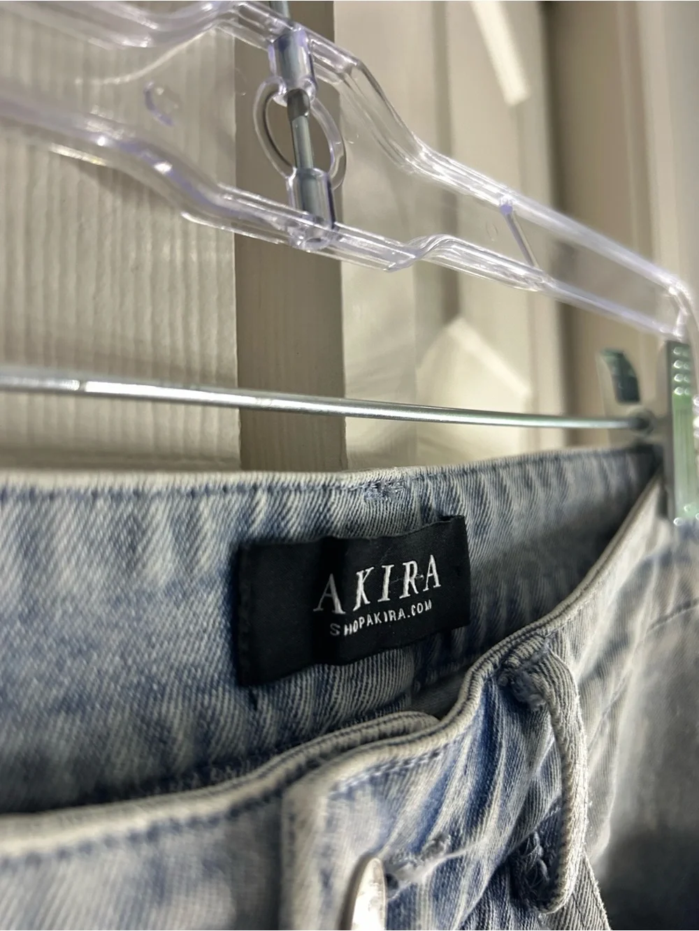 AKIRA Light Blue Washed Denim Jeans with White Label